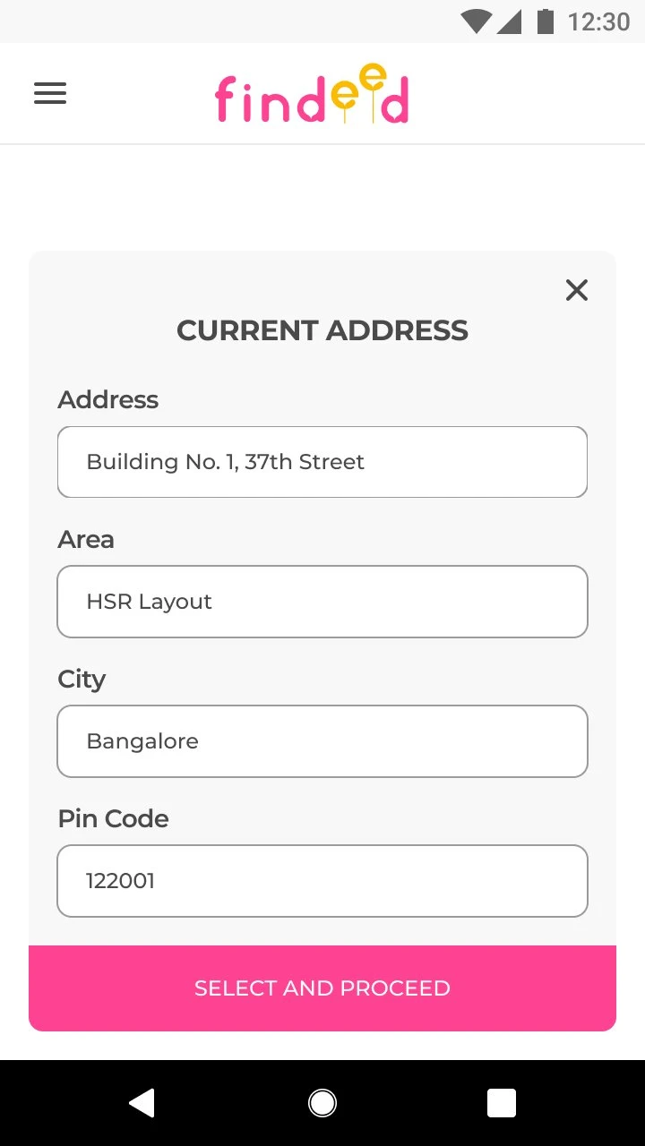 Address confirmation modal