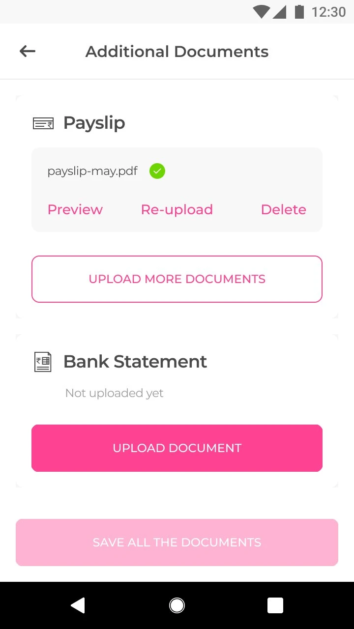 Documents uploaded successfully