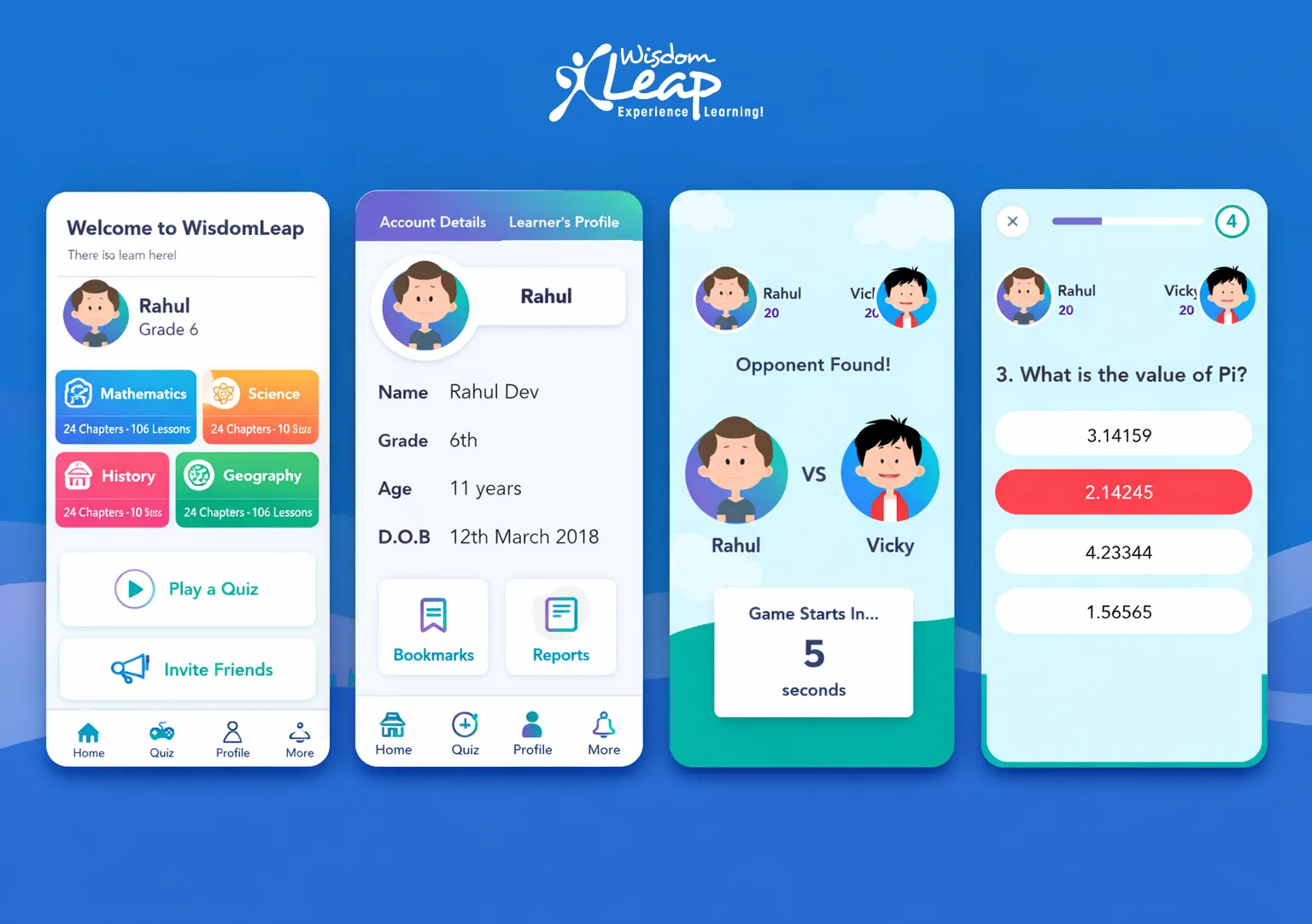 Wisdom Leap — learner profile on smartphone